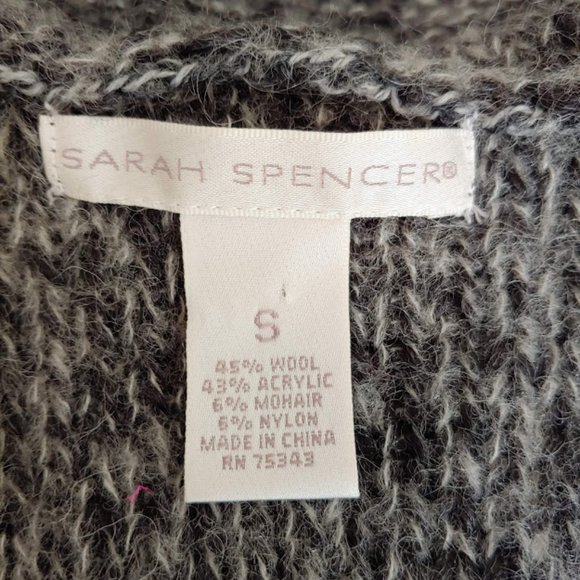 Sarah Spencer wool mohair pocket hood sleeveless cardigan duster sweater/S/gray - Picture 14 of 14